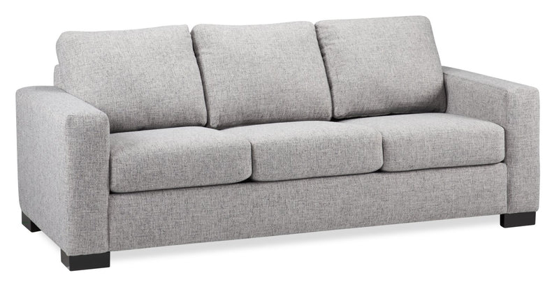 Sofa-lit personnalisable Track de Sofa Lab de 85 po fabriqué au Canada en tissu d’apparence lin avec accoudoirs rectilignes - gris Luna Domino