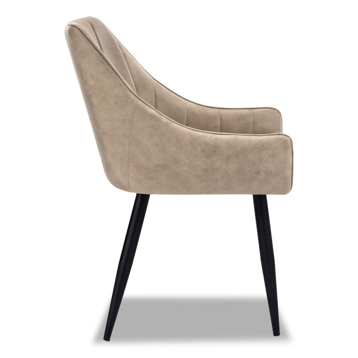 Chaise de salle à manger Eliot en tissu de cuir végétalien et en métal - taupe