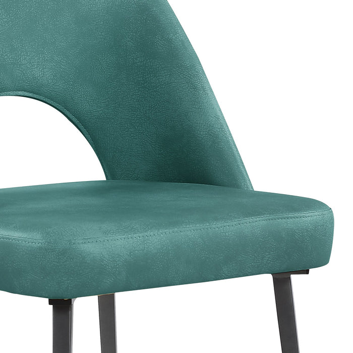 Chaise de salle à manger Bay de Kort & Co. en tissu de cuir végétalien et en métal - turquoise