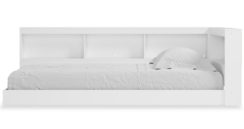 Lit plateforme bibliothèque Wolf pour enfants, blanc - format lit simple