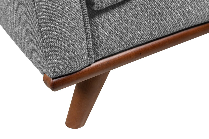 Sofa Kassia de Kort & Co. de 90,6 po en tissu d’apparence lin avec base et pattes en bois - gris