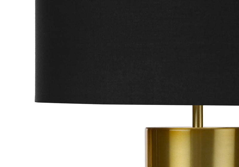 Lampe de table de 25 po noire et dorée avec abat-jour cylindrique
