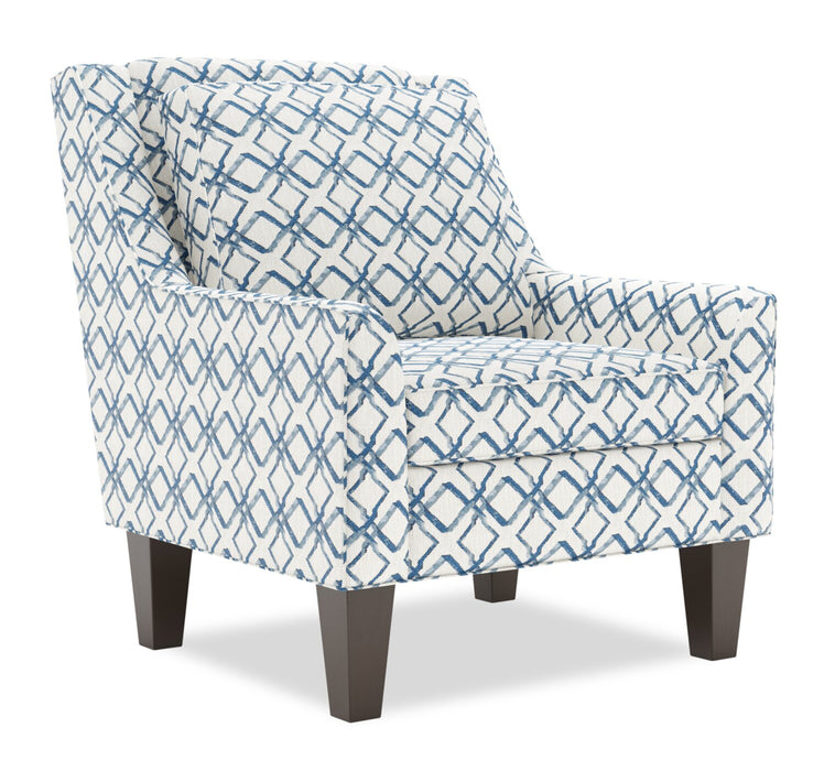Fauteuil d’appoint club Sofa Lab personnalisable de 29 po fabriqué au Canada en tissu avec pattes en bois - Ocean multicolore