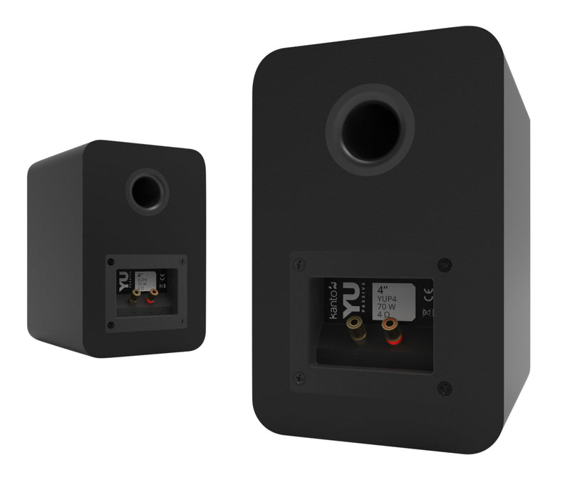 Haut-parleurs d'étagère passifs Kanto YU 4 po avec haut-parleur d’aigus 1 po, dôme en soie -noirs