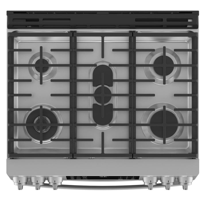 Cuisinière intelligente à gaz Profile de 6,7 pi³ avec convection européenne véritable - acier inoxydable résistant aux traces de doigts - PCGS960YPFS
