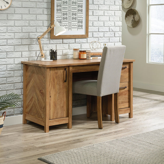 Bureau Alfie de 53,15 po à 2 tiroirs avec armoire - brun clair