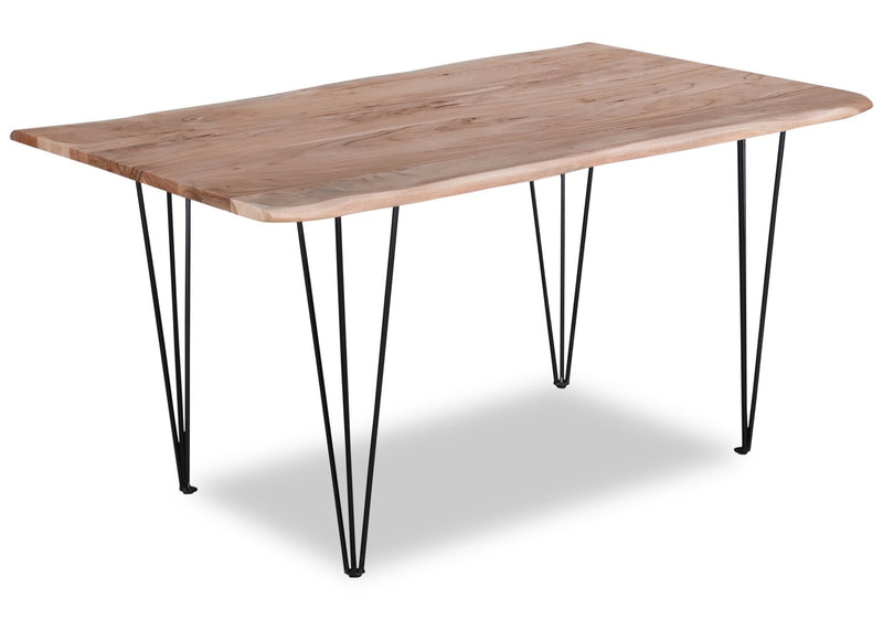 Ensemble de salle à manger Miya 5 pièces en acacia et métal avec table de 60 po (L), bordures Live Edge et 4 chaises - bleu marine