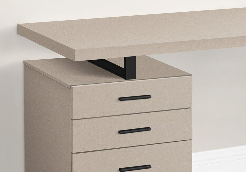 Bureau réversible Clayton de 47,25 po à 3 tiroirs - taupe