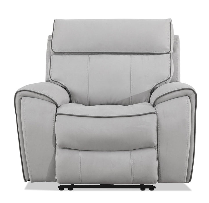 Fauteuil à inclinaison électrique Newport de Cindy Crawford Home de 43 po en suédine avec appuie-tête électrique - gris