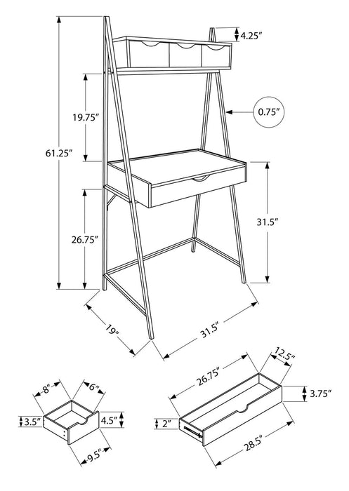 Bureau compact Norris de 31,5 po à 4 tiroirs - noir