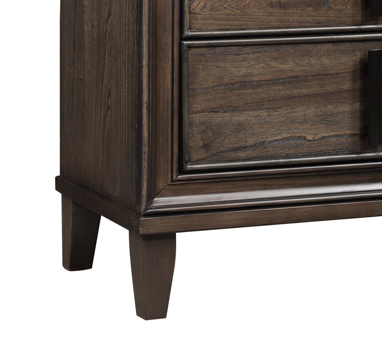 Commode Kane de 61 po (L) x 38,3 po (H) à 6 tiroirs pour la chambre à coucher - brune