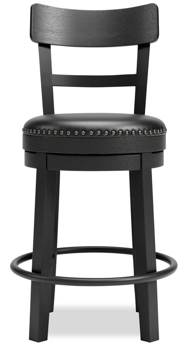 Tabouret Otis de hauteur comptoir en tissu de cuir végétalien et en métal avec siège pivotant - noir