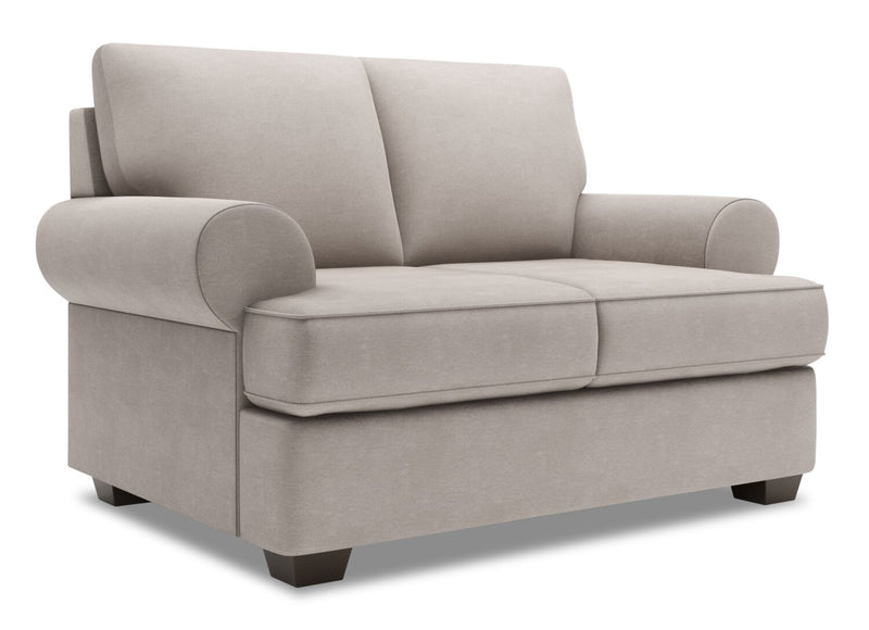 Causeuse personnalisable Roll de Sofa Lab de 64 po fabriquée au Canada en tissu d’apparence lin avec accoudoirs enroulés - gris Pax Slate
