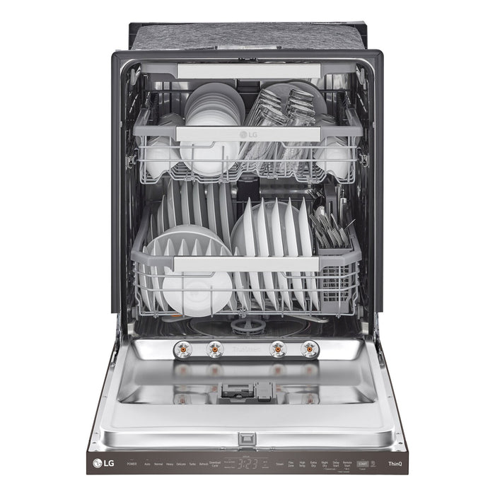 Lave-vaisselle intelligent encastré LG à 44 dBA de 24 po avec commandes sur le dessus et QuadWashMC Pro - acier inoxydable noir Smudge-ProofMD - LDPS6762D