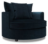 Fauteuil d’appoint enveloppant Sofa Lab personnalisable de 48 po fabriqué au Canada en tissu de chenille - bleu Luxury Indigo