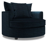  Fauteuil d’appoint enveloppant Sofa Lab de 48 po fabriqué au Canada en tissu de chenille - bleu Luxury Indigo 