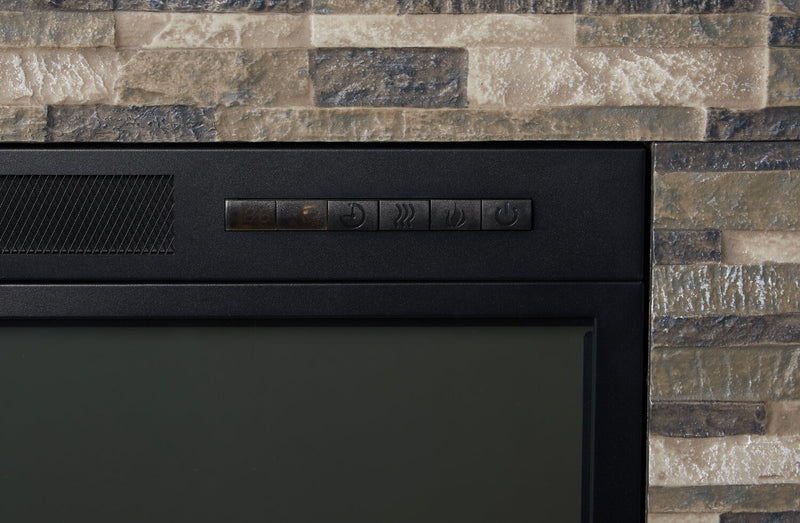 Meuble pour téléviseur Lappland de 70 po avec foyer électrique, rangement et système de gestion des câbles pour téléviseurs jusqu’à 80 po - noir