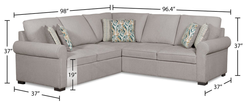 Sofa sectionnel de gauche Haven de Scott Living 2 pièces en tissu de chenille - gris