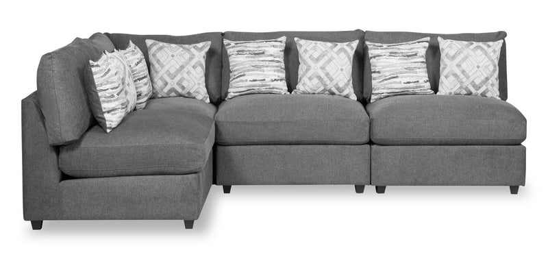 Sofa sectionnel modulaire Evolve de Scott Living 4 pièces en tissu d’apparence lin avec coussins en duvet et plumes - gris anthracite