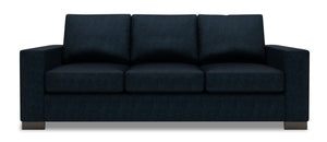Sofa personnalisable Track de Sofa Lab de 85 po fabriqué au Canada en tissu de chenille avec accoudoirs rectilignes - bleu Luxury Indigo