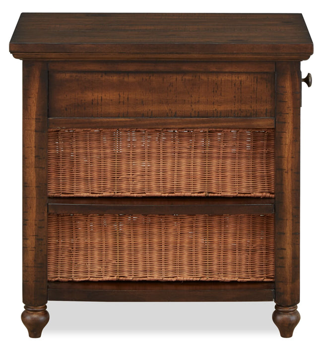 Table de fauteuil rustique Cottage Lane de 16 po avec rangement - bois brun foncé