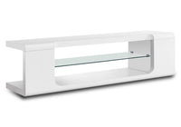 Meuble pour téléviseur moderne Pierce de 60 po avec rangement et système de gestion des câbles pour téléviseurs jusqu’à 65 po - blanc