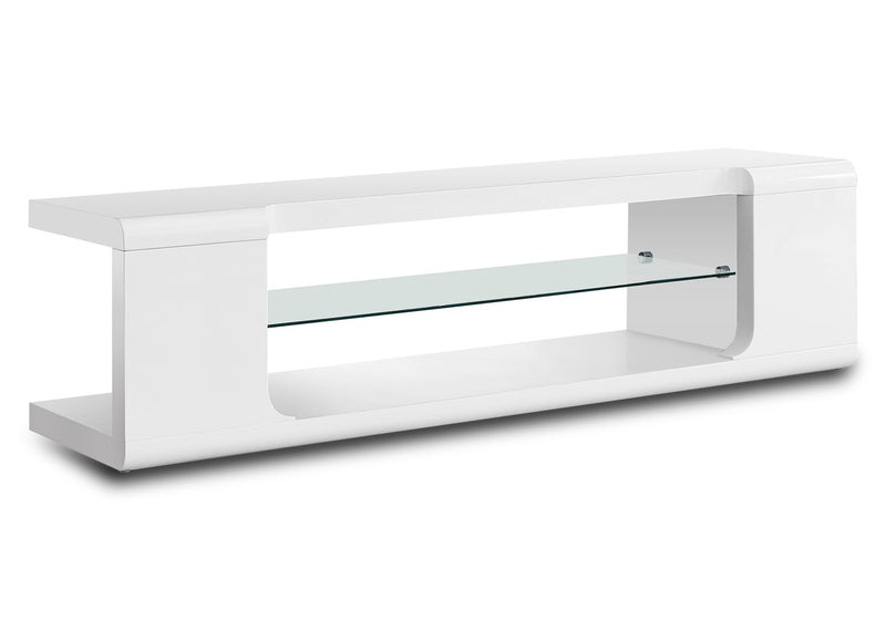 Meuble pour téléviseur moderne Pierce de 60 po avec rangement et système de gestion des câbles pour téléviseurs jusqu’à 65 po - blanc