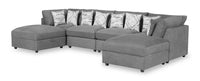  Sofa sectionnel modulaire Evolve de Scott Living 6 pièces en tissu d’apparence lin avec coussins en duvet et plumes - gris anthracite