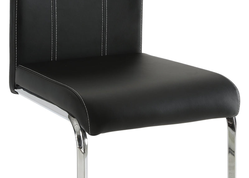 Ensemble de salle à manger Tuxedo 7 pièces avec table de 72 po (L), dessus en verre, base piédestal et 6 chaises - noir