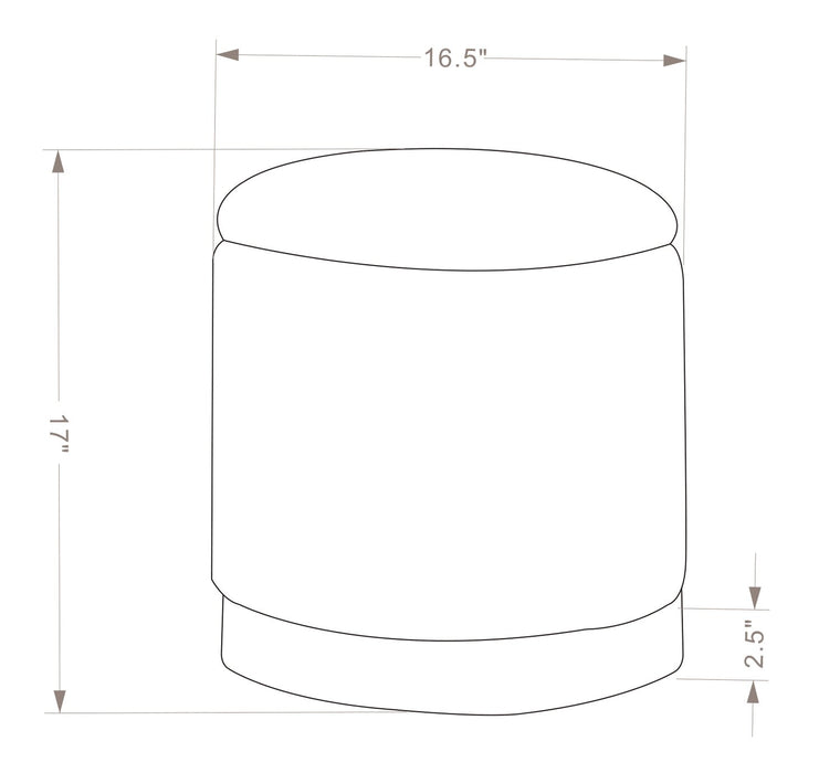 Pouf de rangement Phebe de 16,5 po avec base à bordures argentée - gris