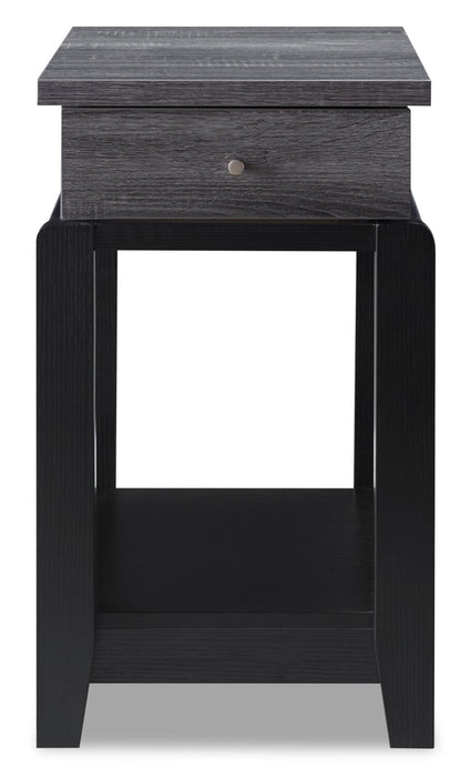 Table de fauteuil Torry de 13,75 po avec tiroir - gris vieilli