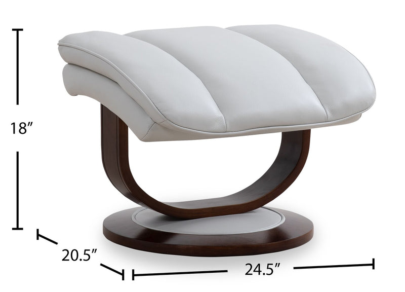 Fauteuil inclinable Maven antistress de 34,5 po en cuir véritable gris avec repose-pieds et base en bois et métal - gris