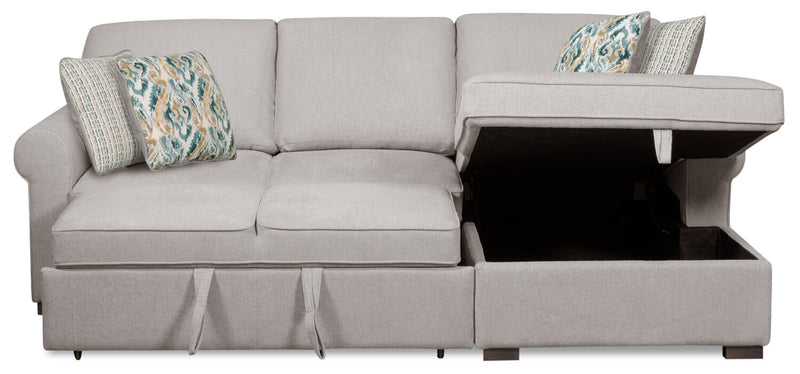 Sofa-lit sectionnel de droite Haven de Scott Living 2 pièces en tissu de chenille avec fauteuil long de rangement - gris