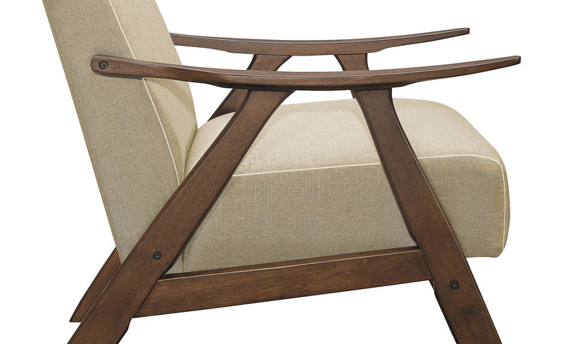 Fauteuil d’appoint Kyra de 28,5 po en tissu d’apparence lin avec accoudoirs courbés et armature en bois - taupe