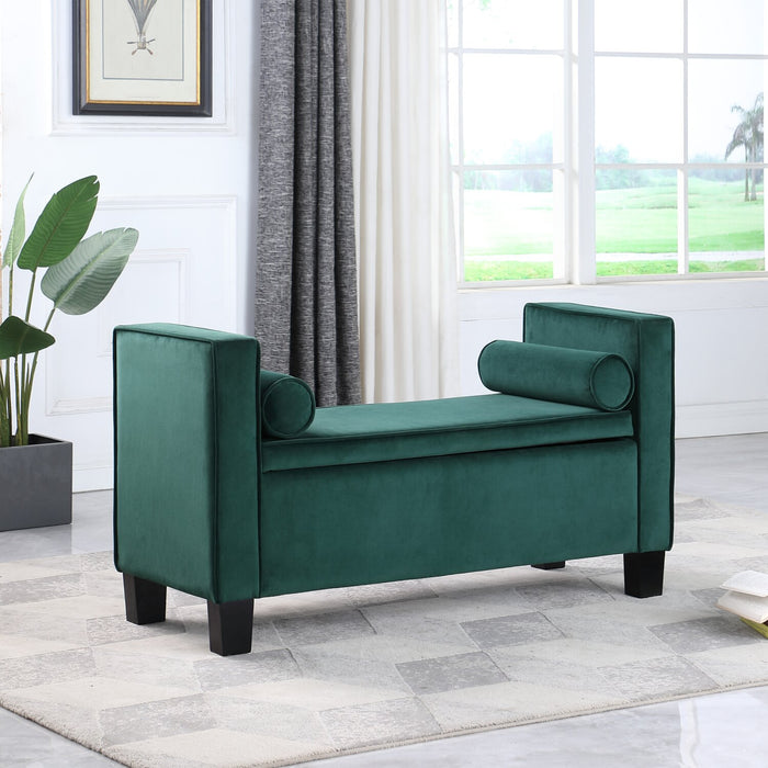 Banc de rangement Octavia de 53,25 po - velours vert