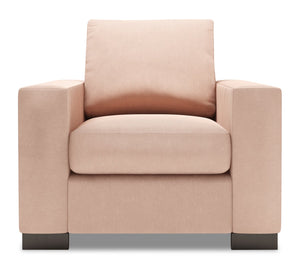 Fauteuil Track de Sofa Lab personnalisable de 38 po fabriqué au Canada en tissu d’apparence lin avec accoudoirs rectilignes - rose Pax Rose