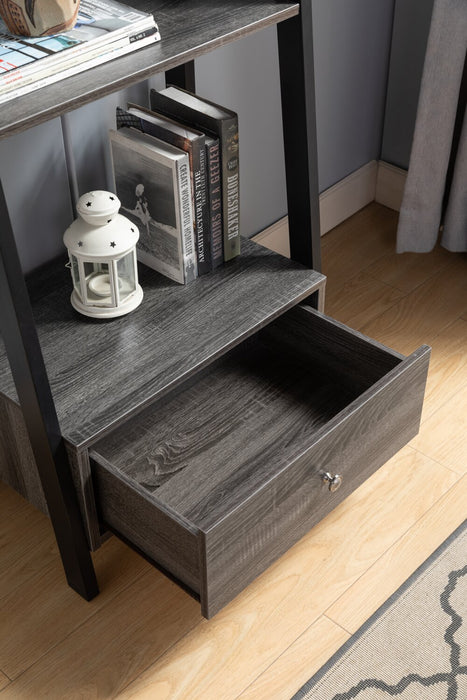 Bibliothèque ouverte Eden de 24 po de style échelle avec tiroir - grise