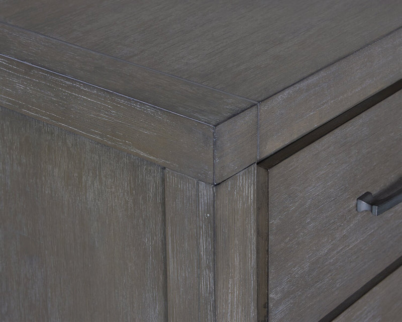 Table de nuit Koda de 23,7 po (L) x 23,7 po (H) à 2 tiroirs en acacia - grise