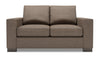 Causeuse personnalisable Track de Sofa Lab de 62 po fabriquée au Canada en tissu d’apparence lin avec accoudoirs rectilignes - brun Luna Praline