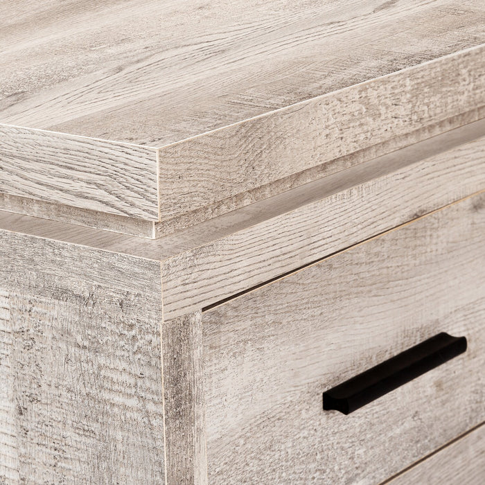 Bureau en coin en forme de L Rickey de 60 po à 3 tiroirs et tablettes - naturel