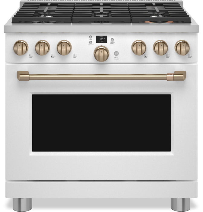 Cuisinière intelligente hybride Café de 5,7 pi³ avec convection européenne véritable et grilles autonettoyantes - blanc mat - C2Y366P4TW2