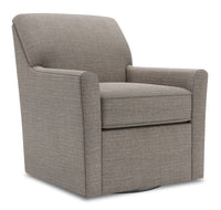 Fauteuil d’appoint pivotant Sofa Lab de 31 po fabriqué au Canada en tissu d’apparence lin - gris Luna Smoke