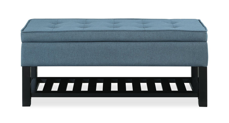 Banc de rangement Ryan de 43,5 po avec tablette inférieure - bleu