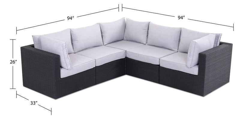 Ensemble Minnesota 5 pièces pour la terrasse - gris