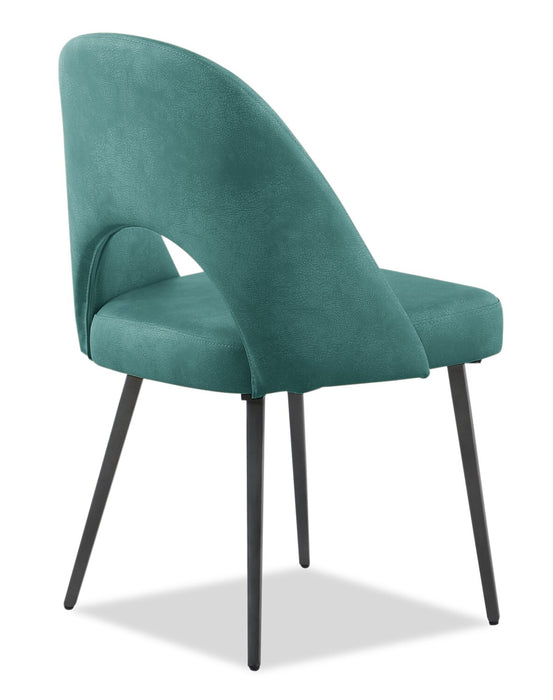 Chaise de salle à manger Bay de Kort & Co. en tissu de cuir végétalien et en métal - turquoise