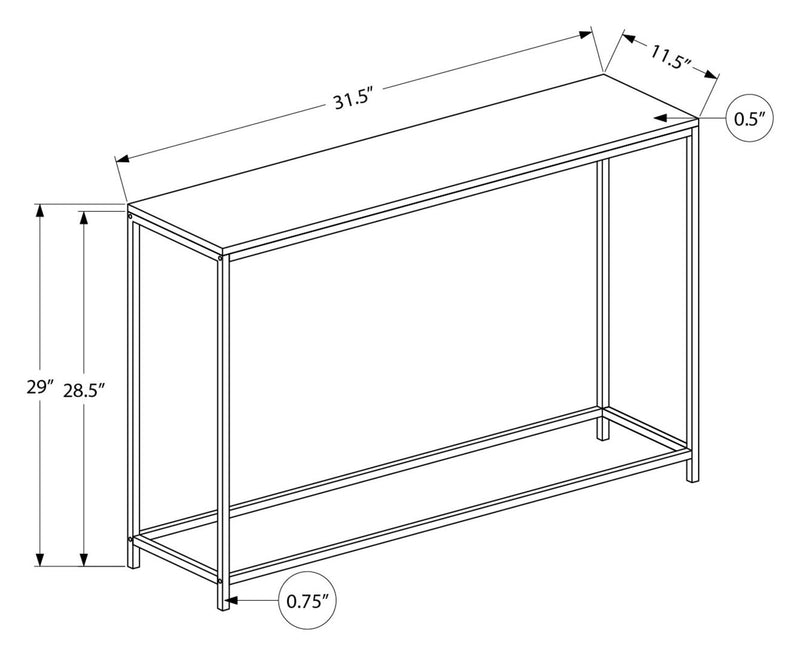 Table de salon moderne Alma de 31,5 po - imitation de marbre avec armature en métal noir