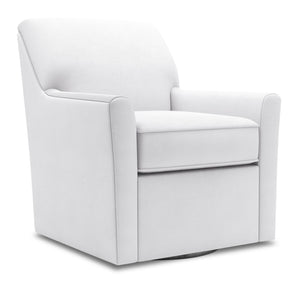 Fauteuil d’appoint pivotant Sofa Lab personnalisable de 31 po fabriqué au Canada en tissu d’apparence lin - blanc Pax Ice