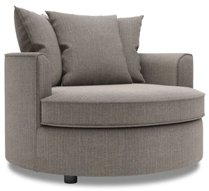 Fauteuil d’appoint enveloppant Sofa Lab personnalisable de 48 po fabriqué au Canada en tissu d’apparence lin - gris Luna Smoke