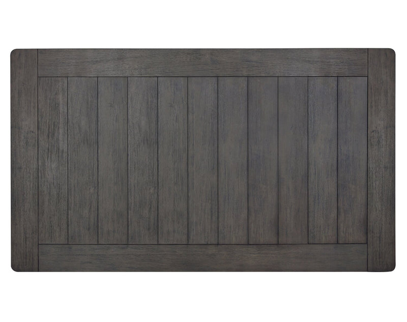 Table de salle à manger Echo de 70 po (L) en bois avec tiroirs de rangement et base à tréteaux - grise et blanche