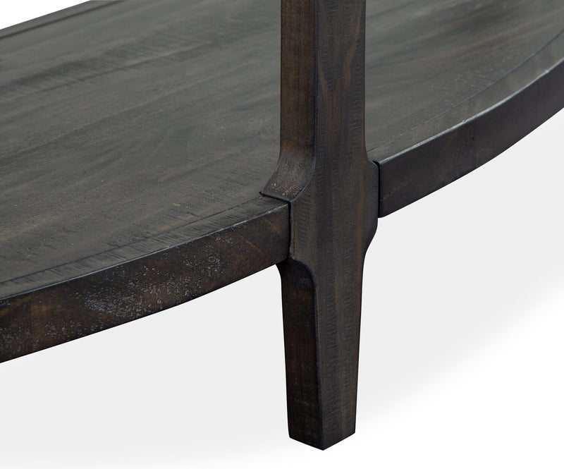 Table de salon traditionnelle Axl de 55 po avec tablette - bois gris-brun foncé